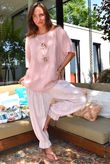 Izi Cheesecloth Button Tee Ballet Blush